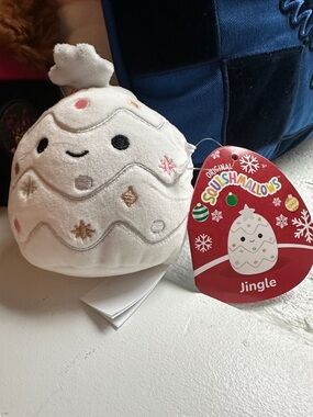 Squishmallows Jingle Plush - White with Pink & Gold Accents